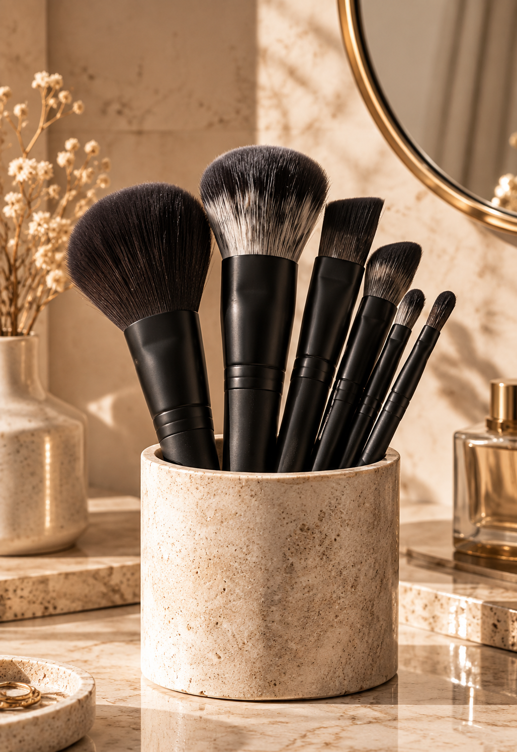 Matte Black Essential Makeup Brush Set