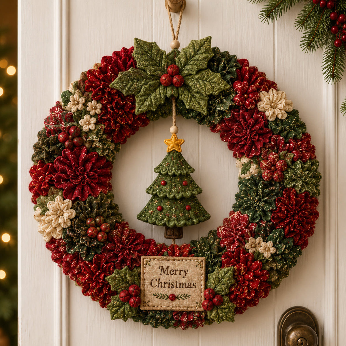 🔥 49% ZNIŻKI – OSTATNI DZIEŃ! 🎄 Zestaw DIY do wykonania świątecznego wieńca techniką wbijania tkaniny