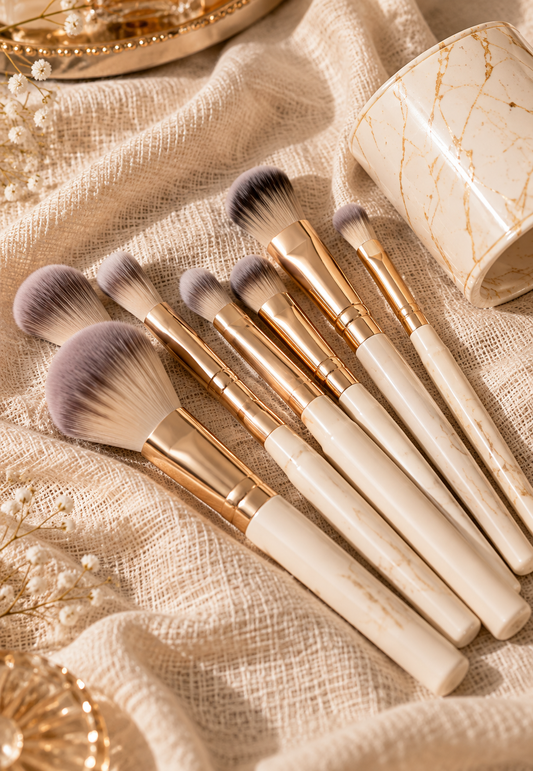 Ivory Marble Gold Professional Makeup Brush Set