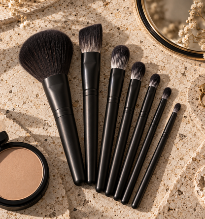 Matte Black Essential Makeup Brush Set