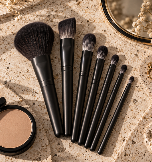 Matte Black Essential Makeup Brush Set