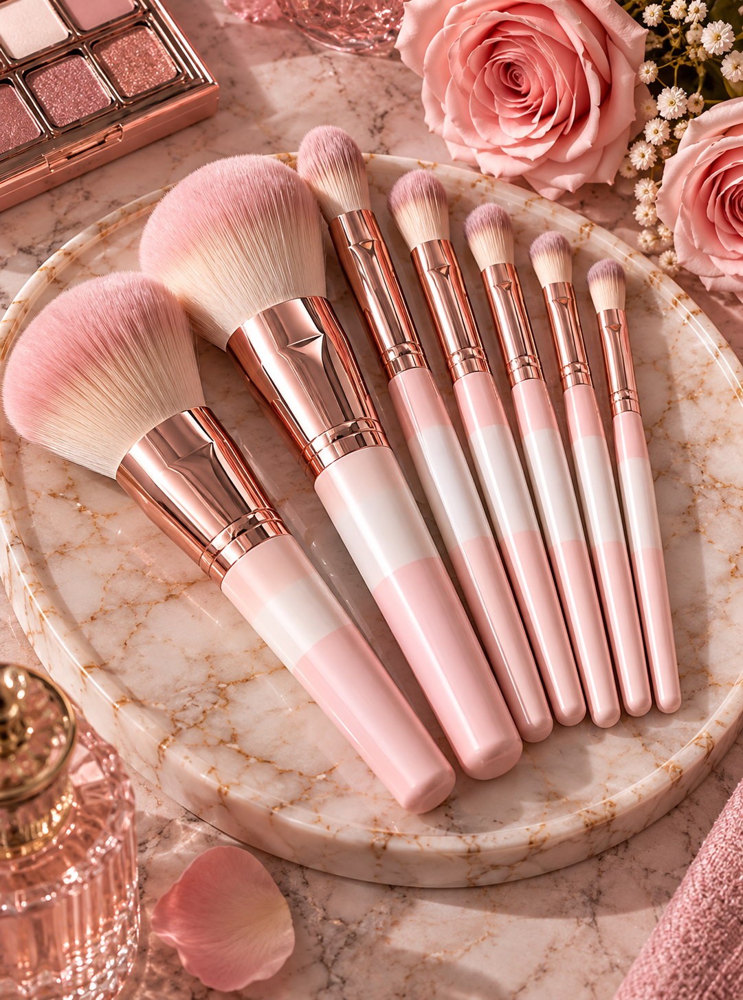 Blush Pink Rose Gold Makeup Brush Set