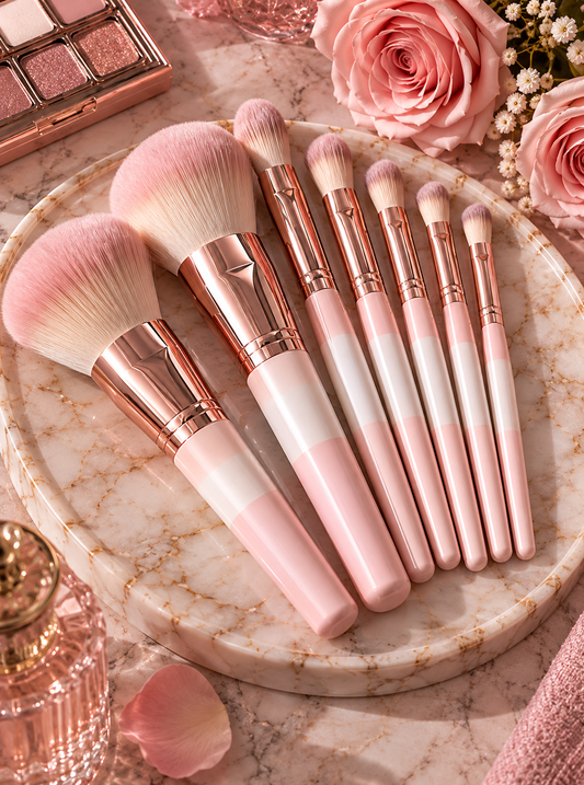 Blush Pink Rose Gold Makeup Brush Set