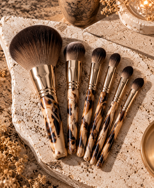 Tortoiseshell Gold Classic Makeup Brush Set
