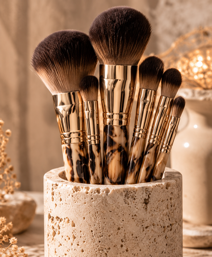 Tortoiseshell Gold Classic Makeup Brush Set