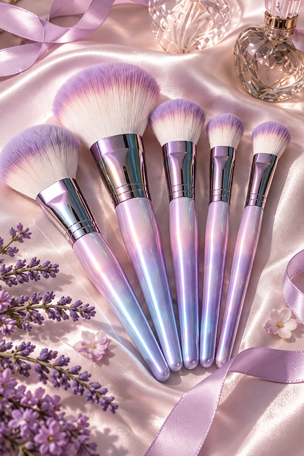 Iridescent Lavender Pearl Makeup Brush Set