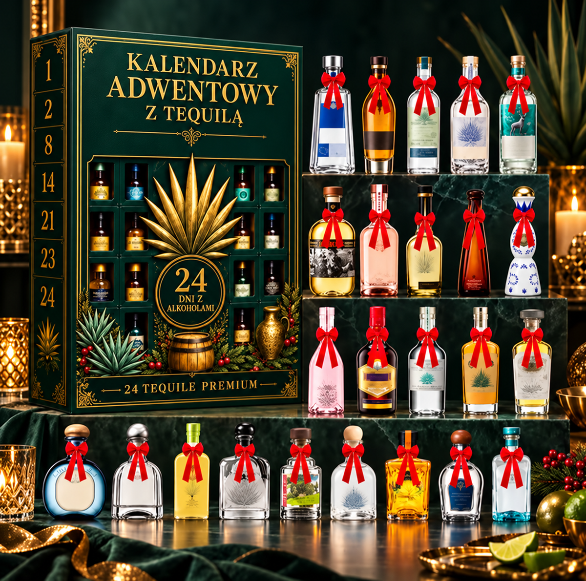 BILLHOL® 🎄 Kalendarz adwentowy 2026🌿 – 24 dni świątecznych niespodzianek z oryginalnymi mini buteleczkami w stylu tequili